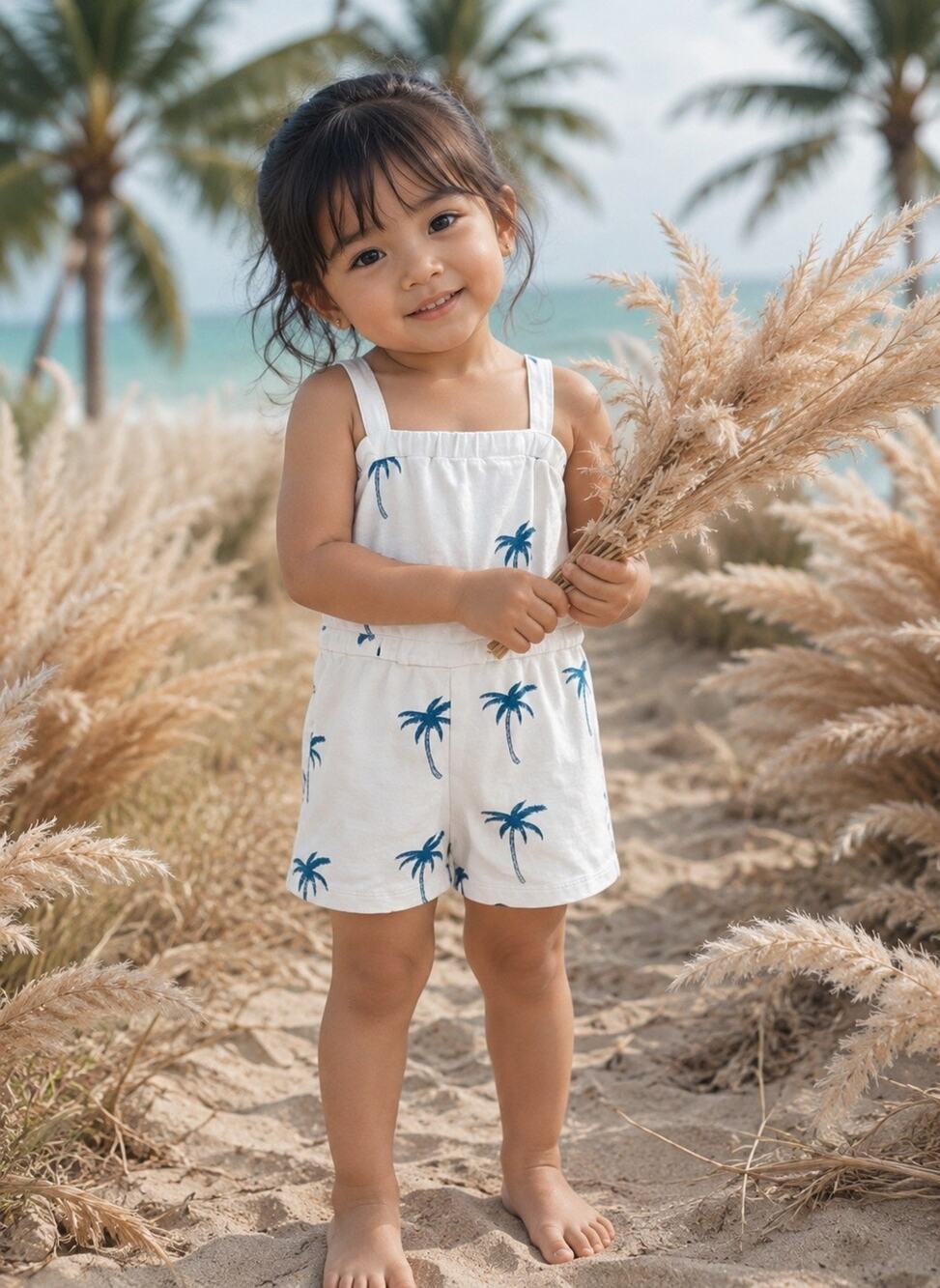 Original Mini Rodini Organic Palm Tree Romper Playsuit 104/110 3/4